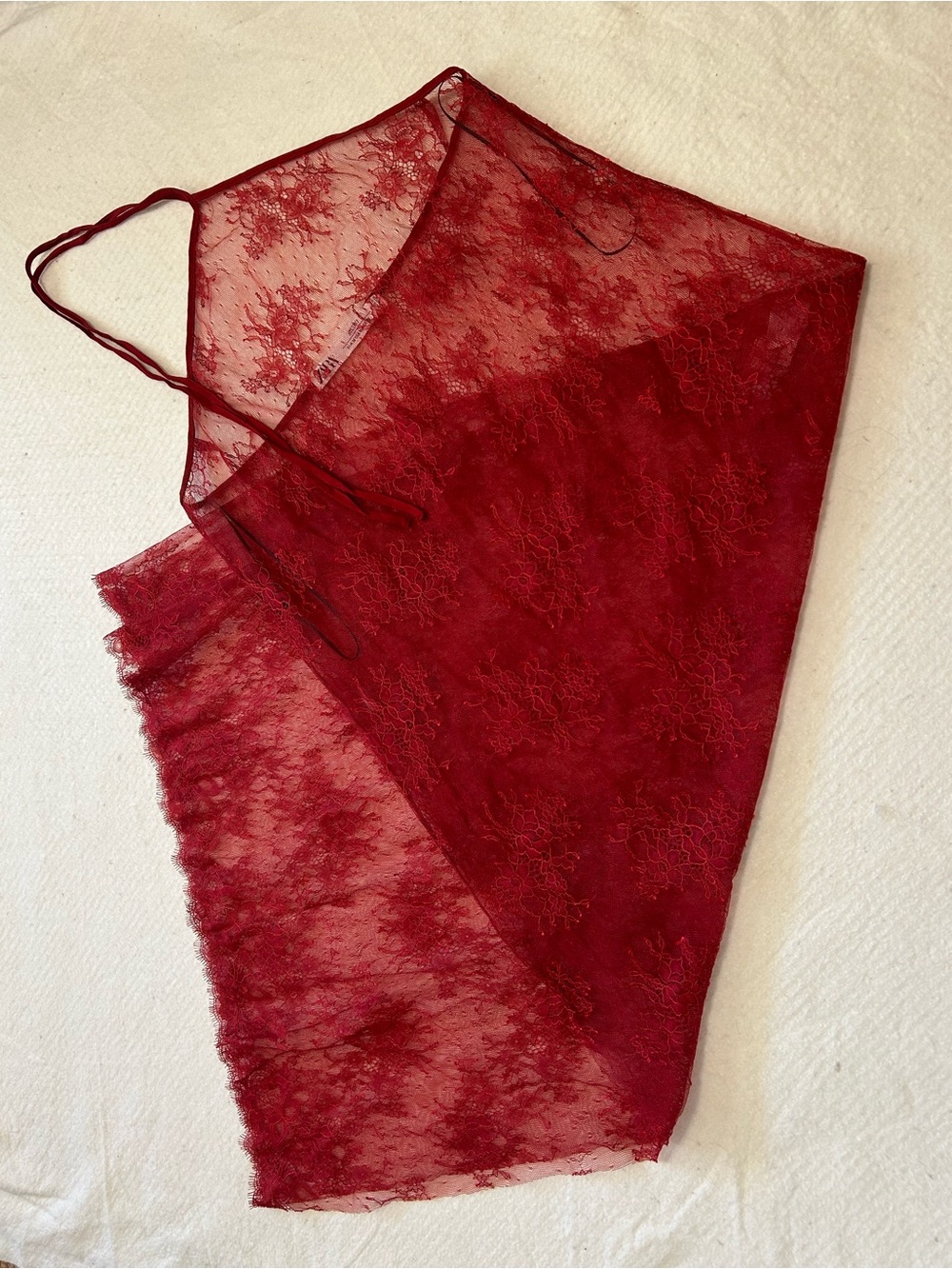 Zara Burgundy Lace Sheer Chemise Slip